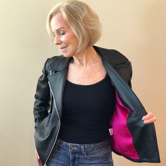 St. John Jackets & Blazers - NWOT St. John Black Leather Moto Jacket
